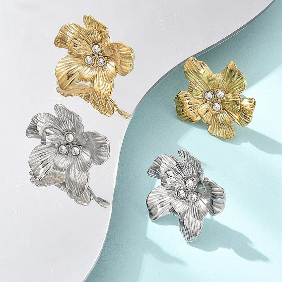 304 из нержавеющей стали серьги, ионное покрытие (ip), цветок