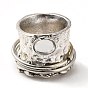 Rotatable Oval Alloy Finger Ring with Glass, Gothic Chunky Ring for Calming Worry Meditation