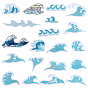 20Pcs Wave Theme Polyester Computerized Embroidery Patches, Iron on Sew on Appliques, Costume Accessories, for Clothes, Bag Pants, Shoes, Cellphone Case