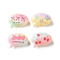 Opaque Printed Acrylic Beads, Dialog with Bowknot & Cherry & Strawberry & Butterfly Pattern