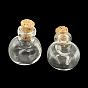 Flat Round Glass Bottle for Bead Containers, with Cork Stopper, Wishing Bottle, 25x20x11mm, Hole: 6mm