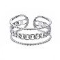 304 Stainless Steel Curb Chain Open Cuff Ring, Chunky Hollow Ring for Women