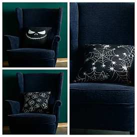 Luminous Halloween Polyester Pillow Covers, Glow in the Dark Cushion Cover, for Couch Sofa Bed, Square, without Pillow Filling