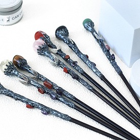 Gemstone Magic Wand with Wooden Findings, Home Decorations Costume Props Cosplay Accessories