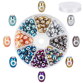 PandaHall Elite DIY Evil Eye Bracelet Making Kits, 160Pcs 8 Colors Round Electroplate Glass Beads, Elastic Stretch Thread