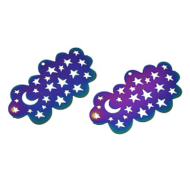 Ионное покрытие (ip) 201 филигранные подвески из нержавеющей стали, гравированные металлические украшения, облако с луной и звездой