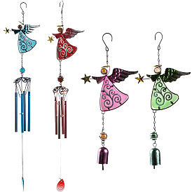 Angel metal crafts wind chime glass painted pendant KKA creative home wind chime tube bell pendant