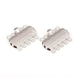 304 Stainless Steel Box Clasps, Multi-Strand Clasps, Rectangle