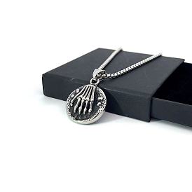 Ожерелья из нержавеющей стали с круглым кулоном в форме скелета для мужчин