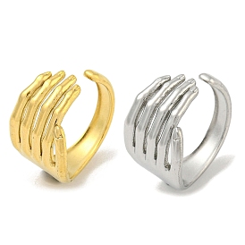 304 Stainless Steel Open Cuff Ring, Fingers Hand