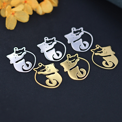 201 подвески из нержавеющей стали, лазерная резка, талисман кошачьих объятий