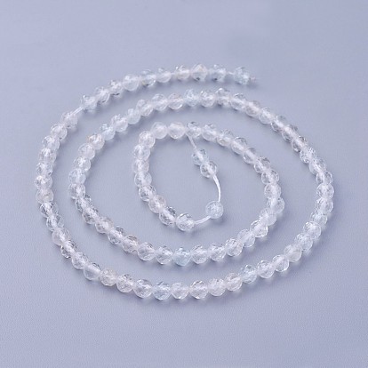 Natural White Topaz Beads Strands, Faceted, Round