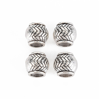 Tibetan Style Alloy European Beads, Cadmium Free & Lead Free, Barrel