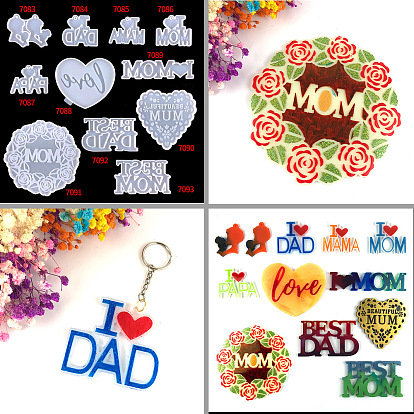 Mother's Day/Father's Day  Silicone Pendant Molds, Keychain Charm Resin Casting Molds