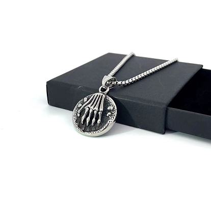 Ожерелья из нержавеющей стали с круглым кулоном в форме скелета для мужчин