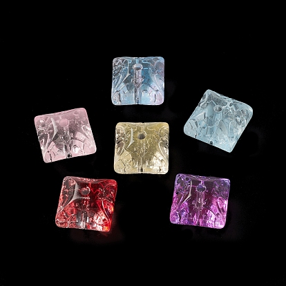 Spray Painted Transparent Glass Beads, Rectangle
