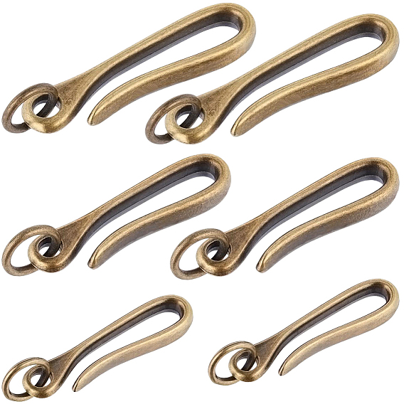 6 шт. 3 стили тибетский стиль сплав крючковые застежки, с прыжковых колец, для изготовления брелка