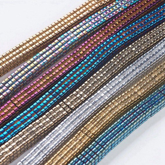 PVD Vacuum Plating Electroplate Non-magnetic Synthetic Hematite Beads Strands, Grade A, Square