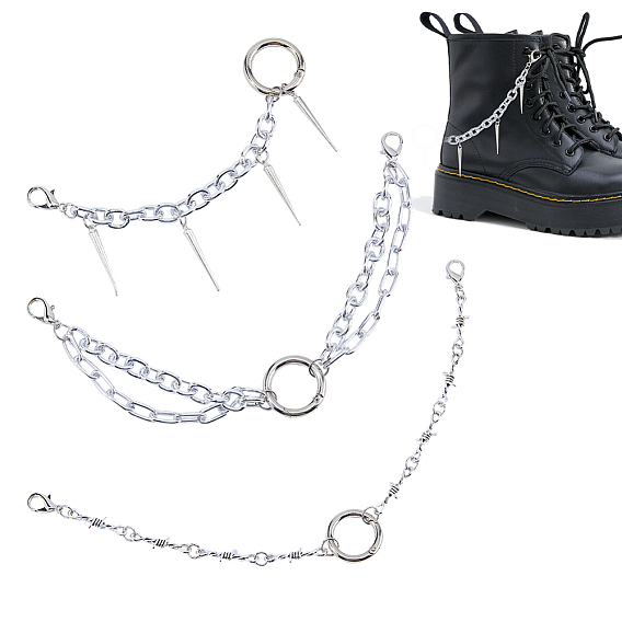 6 шт. 3 стильные алюминиевые цепи для джинсовых брюк, с литыми пружинными кольцами