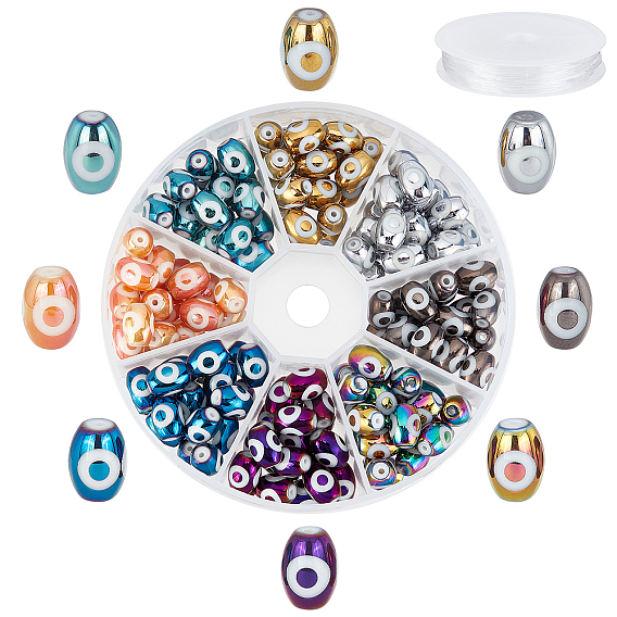 DIY Evil Eye Bracelet Making Kits, 160Pcs 8 Colors Round Electroplate Glass Beads, Elastic Stretch Thread