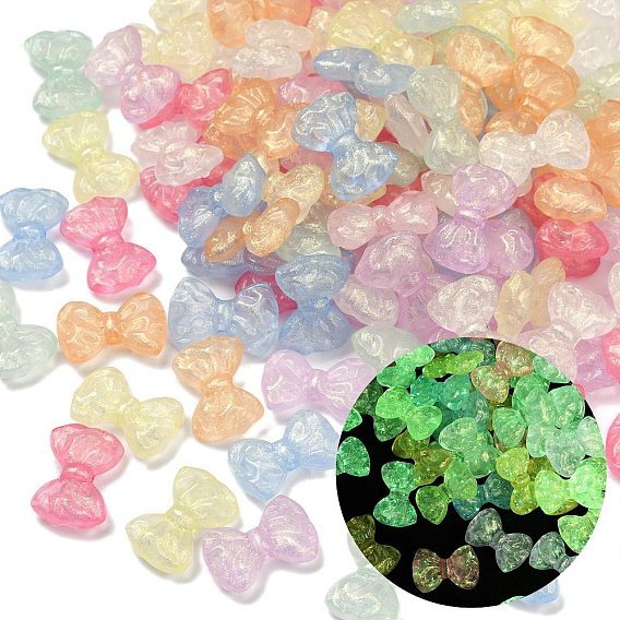 Светящиеся прозрачные акриловые бусины, бантом, с блеском порошок