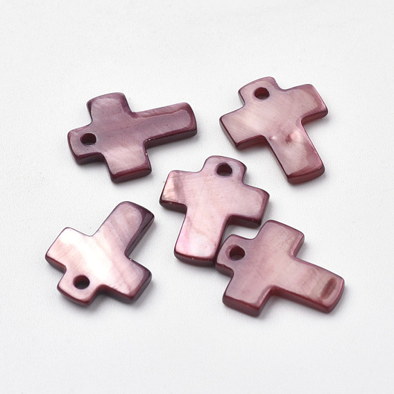 Freshwater Shell Charms, Dyed, Cross