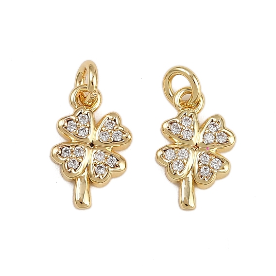 Латунные микро проложить кубического циркония подвески, клевер амулеты, стойки покрытие, долговечный, без кадмия и без свинца, с целью перехода в кольце