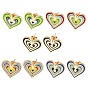 Heart Golden Brass Stud Earrings, with Enamel