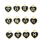 Alloy Enamel Charms, Golden, Heart with Twelve Constellations Charm