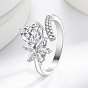 Anillos abiertos de latón con micro pavé de circonita cúbica, corazón