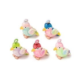 Alloy Enamel Pendants, Parrot Charms
