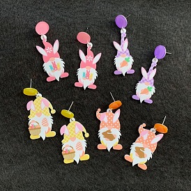 Пасхальные тематические акриловые серьги-гвоздики с карликовым кроликом для вечеринки