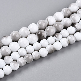 Baking Painted Glass Beads Strands, Round, Two Tone