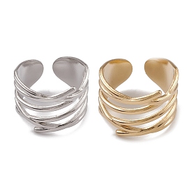 304 Stainless Steel Hollow Out Open Cuff Rings for Women