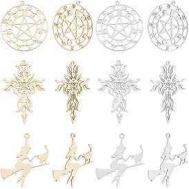 12Pcs 6 Style 201 Stainless Steel, Laser Cut, Mixed Shapes