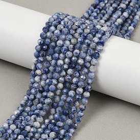 Натуральное синее пятно нитки из бисера яшмы, граненые круглые