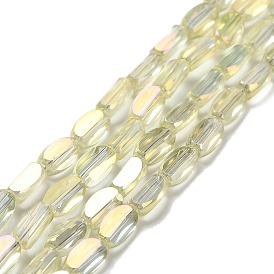 Стеклянные бусины с гальваническим покрытием , овальные, граненые