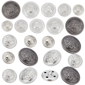 Gorgecraft 40Pcs 5 Style 4-Hole Brass Buttons, for Sewing Crafting, Half Round with Flower