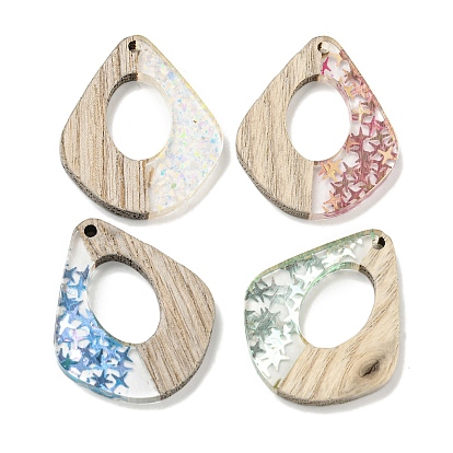 Деревянные подвески, смола и золотая фольга, слеза