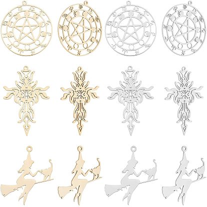 12Pcs 6 Style 201 Stainless Steel, Laser Cut, Mixed Shapes