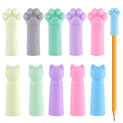 44шт. 11 стили силиконовые колпачки для карандашей, отпечаток кошки и лапы