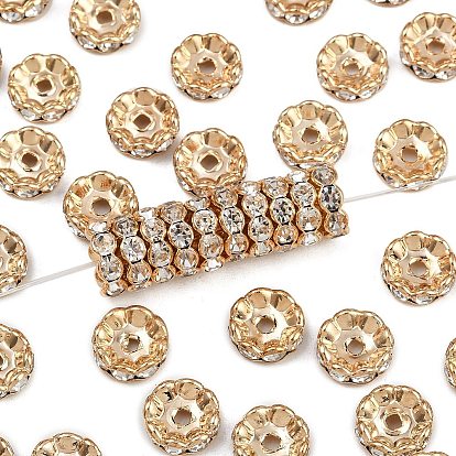 Латунные бусины разделители для поставки стразов, класс AAA, волнистый край, без никеля , светлый цвет металла золото, рондель, 10x4 мм, отверстие : 2 мм