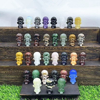 Gemstone Carved Healing  Figurines, Reiki Energy Stone Display Decorations, Anger