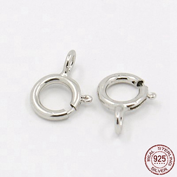 Sterling Silver Spring Ring Clasps, 5x5x1mm, Hole: 1mm