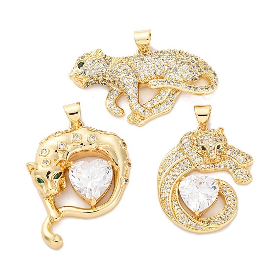 Латунные микро проложить кубического циркония подвески, без кадмия и без свинца, леопард