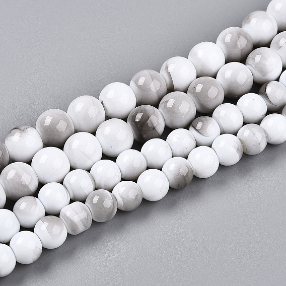 Выпечки нарисованных стеклянных бусин прядей, круглые, два тона