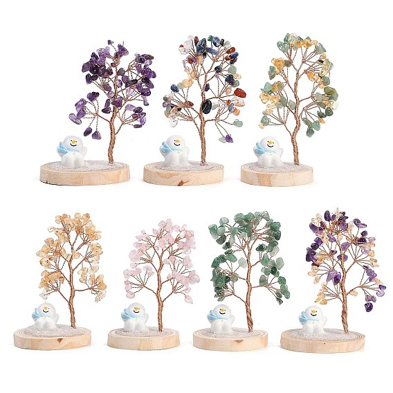 Украшения из натурального драгоценного камня дерево жизни, пень из смолы с деревянной основой, медной проволокой и снеговиком, энергетический камень фэн-шуй, подарок для домашнего офиса, рабочего стола