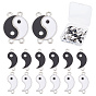 40 Sets Alloy Enamel Links Connectors, Yin Yang, White & Black