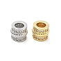 Micropave de latón transparente cubic zirconia cuentas europeas, abalorios de grande agujero, columna con cuerda retorcida, chapado en rack, larga duración plateado, sin plomo y el cadmio