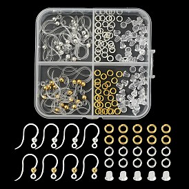 40Pcs 2 Color Eco-Friendly Plastic Earring Hooks, Ear Wire, with 304 Stainless Steel Beads and Horizontal Loop & 60Pcs Brass Jump Rings and 60Pcs Plastic Ear Nuts